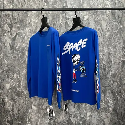 Unknown Long Sleeve Blue Graphic Sweatshirt