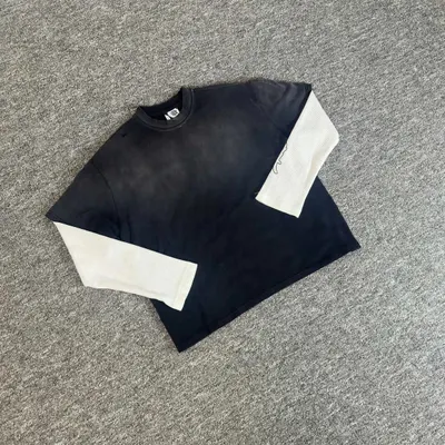 Black Long Sleeve Two Tone T-Shirt