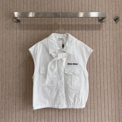 Miu Miu Sleeveless White Blouse Shirt