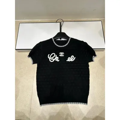 Chanel Black Knit Logo T-Shirt