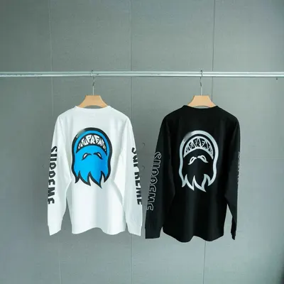 Supreme Long Sleeve White Black Graphic T-Shirt