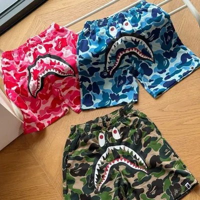 Bape Shark Camo Shorts Pink Casual