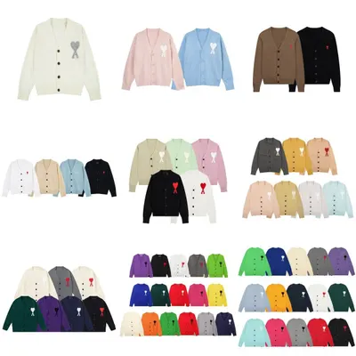 Knit Cardigan Multi Color Heart Embroidery Sweater