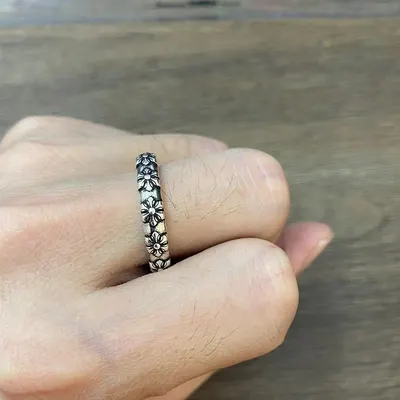 Silver Floral Pattern Ring Silver Vintage Jewelry