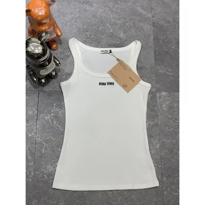 Miu Miu Ribbed White Tank Top