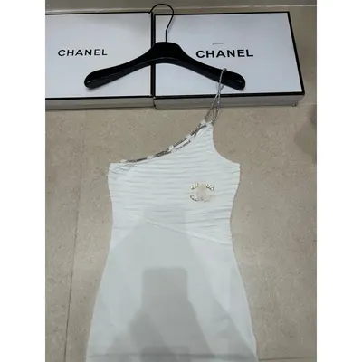 Chanel One Shoulder White Dress