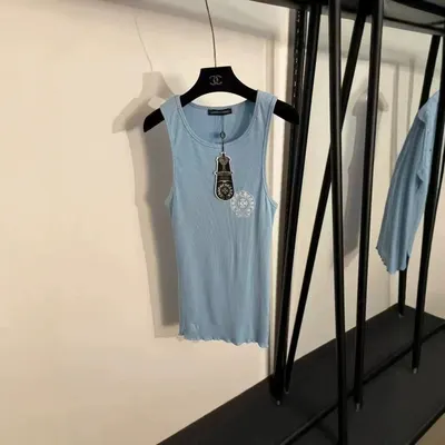 Chanel Ribbed Light Blue Tank Top
