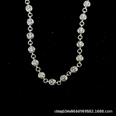 Silver Floral Link Chain Necklace