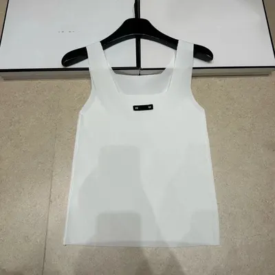 White Ribbed Sleeveless Tank Top