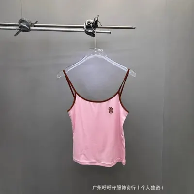 Pink Satin Camisole With Embroidery Detail