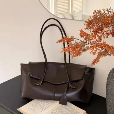 Leather Tote Bag Brown Minimalist Design