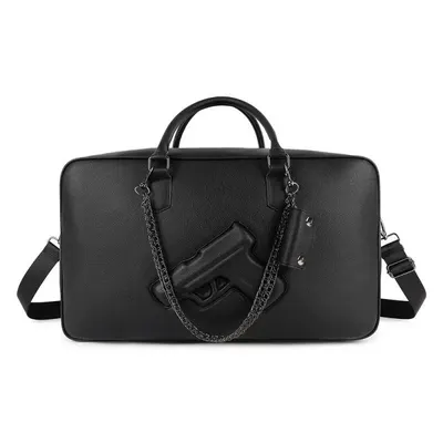Black Leather Gun Design Briefcase Business Bag