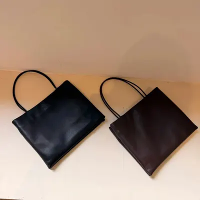 Leather Tote Bag Black Minimalist Style