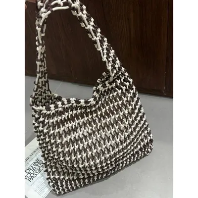 Handwoven Rope Tote Bag Brown And White Casual