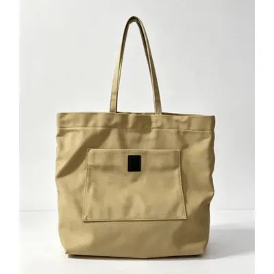 Canvas Tote Bag Khaki Minimalist Style