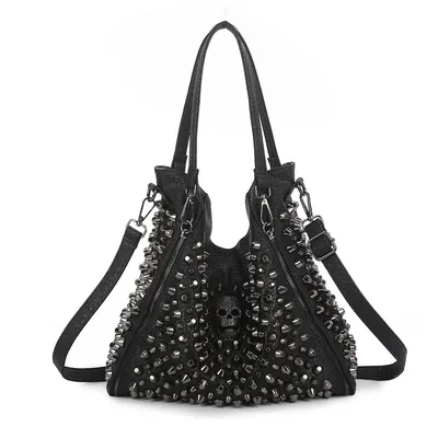 Studded Skull Black Gothic Handbag