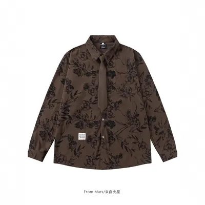 From Mars Floral Brown Long Sleeve Shirt