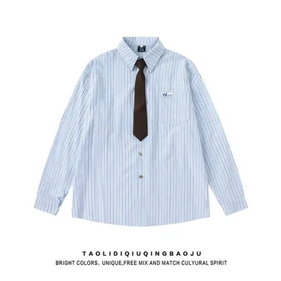 Striped Long Sleeve Blue White Casual Shirt