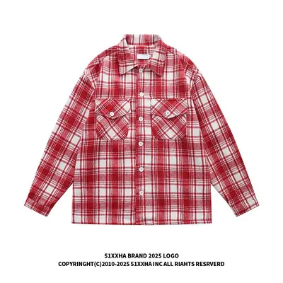 51XXHA Plaid Red Checkered Flannel Shirt