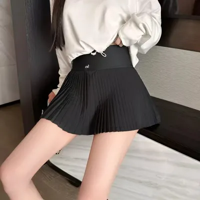 At Black Pleated Sport Skirt