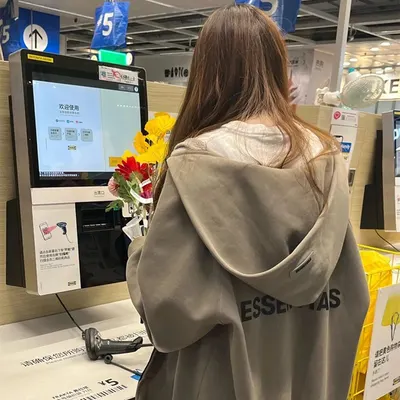 Essentias Oversized Beige Hoodie Sweatshirt