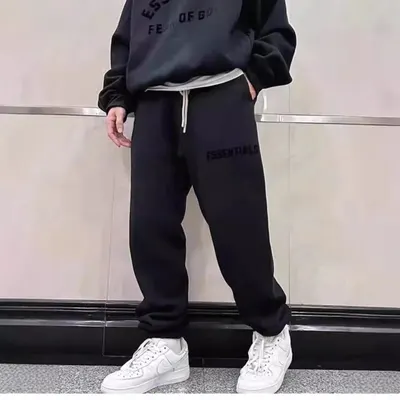 Essentials Black Logo Sweatpants