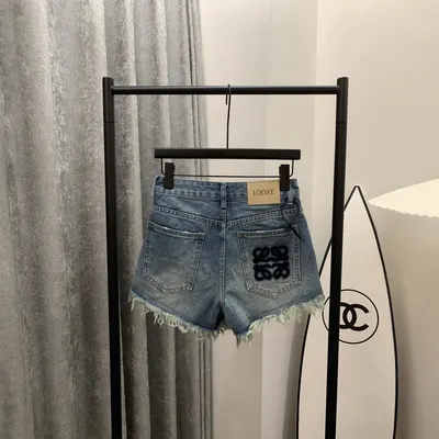 Loewe Denim Blue Frayed Shorts