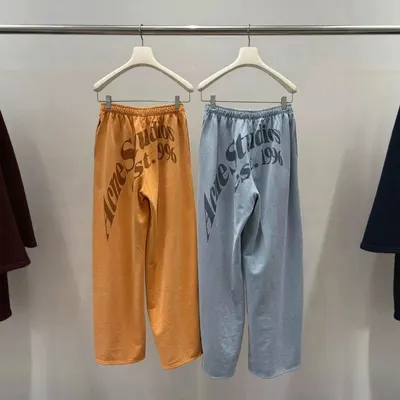 Acne Studios Logo Print Orange Casual Pants