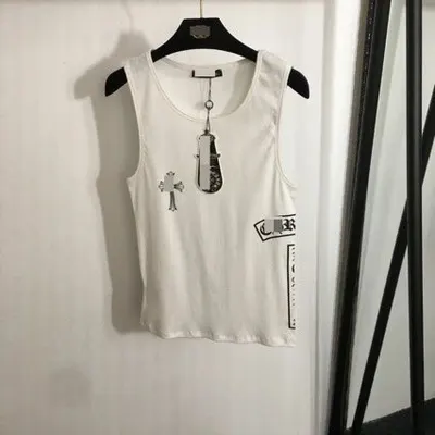 White Cross Print Sleeveless Tank Top Casual