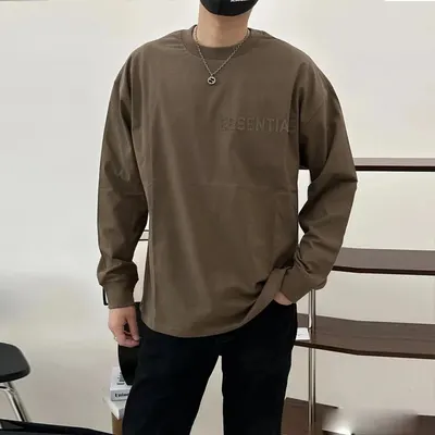 Essentials Long Sleeve Olive Green Casual Sweater