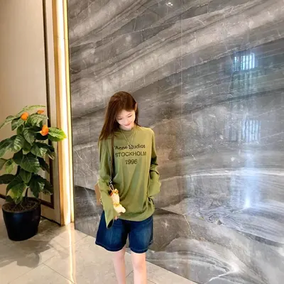 Acne Studios Oversized Green Long Sleeve T-Shirt