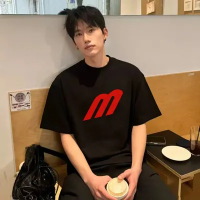 Unisex M Logo Black Casual T-Shirt
