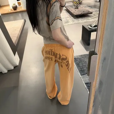 Unisex Oversized Orange Print Sweatpants