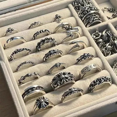 Silver Gothic Rings Black Vintage Jewelry