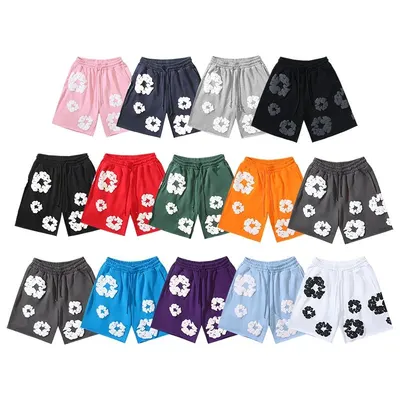 Floral Print Cotton Shorts Multi Color Casual Style