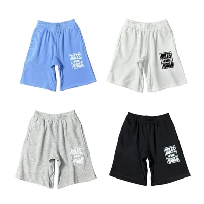 Rules The World Logo Blue Gray White Black Casual Shorts