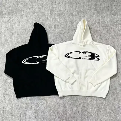 C3 Knit Hoodie Black Casual Sweatshirt