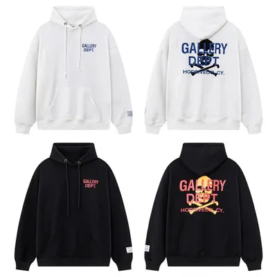Gallery Dept Hoodie White Black Casual Sweatshirt