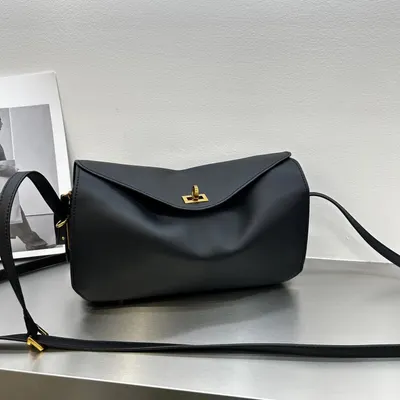 Leather Crossbody Bag Black Minimalist Style