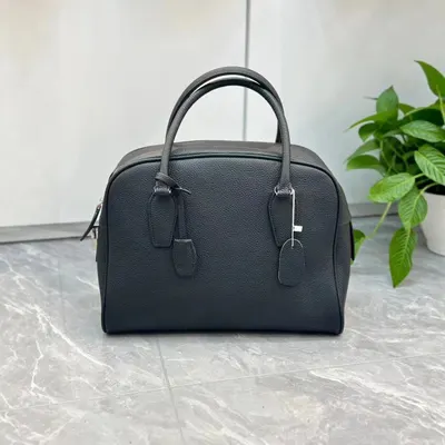 Leather Handbag Black Classic Tote Bag