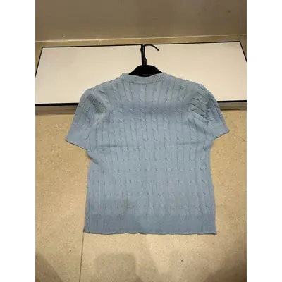 Cable Knit Light Blue Short Sleeve Sweater