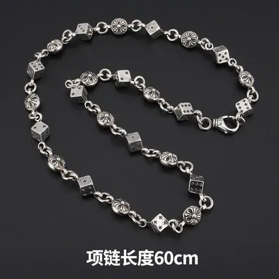 Silver Dice Chain Necklace Silver Gothic Style